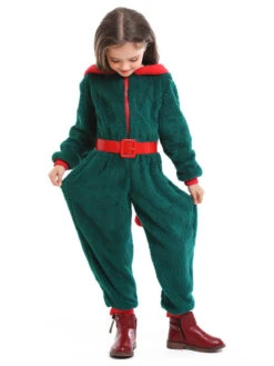 Kids Jumpsuit For Christmas Green Polyester Fiber Christmas Holidays Costumes -Christmas Costumes Store 202110302010265428816