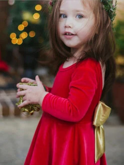 Kids Tunic Dress For Christmas Red Polyester Fiber Christmas Holidays Dress -Christmas Costumes Store 202110302010282253453