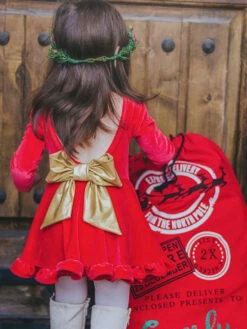 Kids Tunic Dress For Christmas Red Polyester Fiber Christmas Holidays Dress -Christmas Costumes Store 202110302010288767362