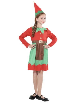 Kids Tunic Dress For Christmas Red Polyester Fiber Hat Dress Christmas Holidays Costumes Full Set -Christmas Costumes Store 202110302010318907723