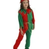 Kids Christmas Costume Red Polyester Fiber Top Hat Pants 3-Piece Set Christmas Holidays Costumes