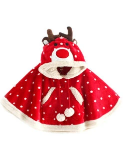 Kids Christmas Capes Red Polyester Fiber Cloak Christmas Holidays Capes -Christmas Costumes Store 202110302010356254538