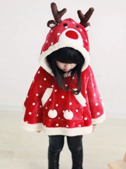 Kids Christmas Capes Red Polyester Fiber Cloak Christmas Holidays Capes -Christmas Costumes Store 202110302010359284566