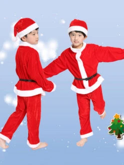 Unisex Christmas Santa Costume Set Red Polyester Fiber Color Block Christmas Holidays Costumes -Christmas Costumes Store 202110302010524025562