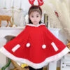 Kids Christmas Cape Red Polyester Fiber Cloak Color Block Christmas Holidays Capes