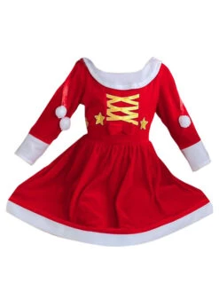 Kids Tunic Dress For Christmas Red Polyester Fiber Christmas Holidays Party Dress -Christmas Costumes Store 202110302010567872642