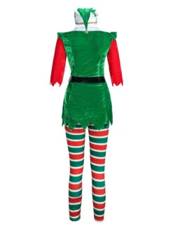 Women Christmas Tunic Dress Green Polyester Fiber Dress Hat Pantyhose Polyester Color Block Christmas Holidays Costumes -Christmas Costumes Store 202111051821005685595