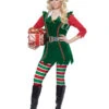 Women Christmas Tunic Dress Green Polyester Fiber Dress Hat Pantyhose Polyester Color Block Christmas Holidays Costumes