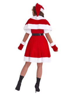 Women Christmas Tunic Dress Red Polyester Fiber Gloves Sash Dress Polyester Color Block Christmas Holidays Costumes -Christmas Costumes Store 202111051821074089649