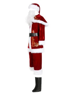 Men Christmas Costume Full Set Burgundy Polyester Fiber Hat Sash Gloves Polyester Color Block Christmas Holidays Costumes -Christmas Costumes Store 202111051821102406399