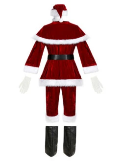 Men Christmas Costume Full Set Burgundy Polyester Fiber Hat Sash Gloves Polyester Color Block Christmas Holidays Costumes -Christmas Costumes Store 202111051821105523325