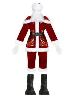 Men Christmas Costume Full Set Burgundy Polyester Fiber Hat Sash Gloves Polyester Color Block Christmas Holidays Costumes -Christmas Costumes Store 202111051821109478785