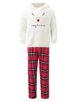 Family Christmas Pajamas Polyester Plaid Pattern Eric White Pants Top 2-Piece Set -Christmas Costumes Store 202111261604470099960