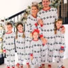 Family Christmas Pajamas For Adult Polyester White Christmas Pattern Pants Top 2-Piece Set