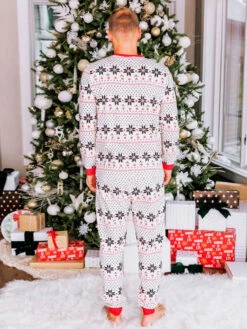 Family Christmas Pajamas For Adult Polyester White Christmas Pattern Pants Top 2-Piece Set -Christmas Costumes Store 202111261605466651842