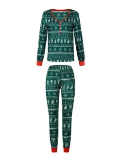 Family Christmas Pajamas For Adult Polyester Christmas Pattern Pants Top 2-Piece Set -Christmas Costumes Store 202111261605556955998