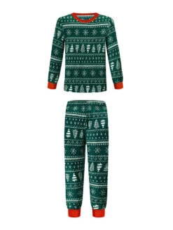 Family Christmas Pajamas For Adult Polyester Christmas Pattern Pants Top 2-Piece Set -Christmas Costumes Store 20211126160556621979