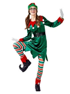 Women's Christmas Green Polyester Fiber Hat Sash Pants Polyester Two-Tone Christmas Holidays Costumes -Christmas Costumes Store 202211071146395826746