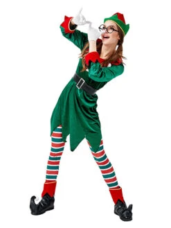 Women's Christmas Green Polyester Fiber Hat Sash Pants Polyester Two-Tone Christmas Holidays Costumes -Christmas Costumes Store 202211071146399026511