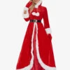 Women's Christmas Dress Red Polyester Fiber Gloves Dress Sash Polyester Two-Tone Christmas Holidays Costumes