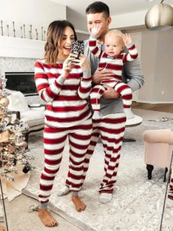Family Christmas Pajamas Kid's Adult's Polyester Christmas Pattern Pants Top Sets
