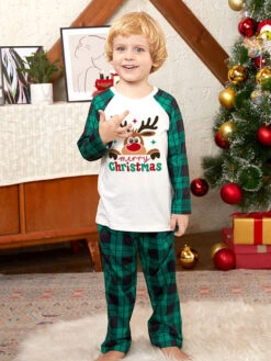 Christmas Matching Family Pajamas Kid's Adult's Polyester Christmas Pattern Top Pants -Christmas Costumes Store 202211151119361902926