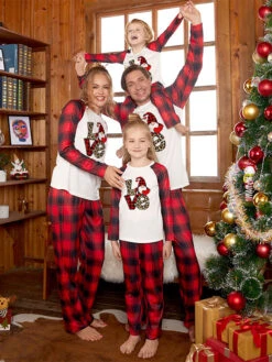Matching Family Christmas Pajamas Kid's Adult's Polyester Christmas Pattern Pants Top