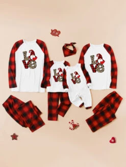 Matching Family Christmas Pajamas Kid's Adult's Polyester Christmas Pattern Pants Top -Christmas Costumes Store 202211151119407147389