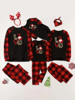 Matching Family Christmas Pajamas Kid's Adult's Polyester Christmas Pattern Pants Top -Christmas Costumes Store 202211151119410572815