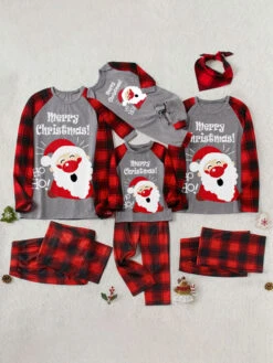 Matching Family Christmas Pajamas Adult's Kid's Polyester Christmas Pattern Pants Top -Christmas Costumes Store 202211151119444905807