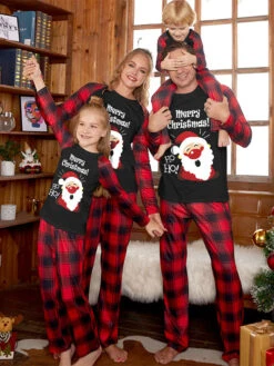 Matching Family Christmas Pajamas Adult's Kid's Polyester Christmas Pattern Pants Top