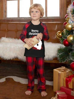 Matching Family Christmas Pajamas Adult's Kid's Polyester Christmas Pattern Pants Top -Christmas Costumes Store 202211151119455349824