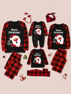 Matching Family Christmas Pajamas Adult's Kid's Polyester Christmas Pattern Pants Top -Christmas Costumes Store 202211151119460578068