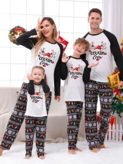 Family Christmas Pajamas Kid's Adult's Polyester Christmas Pattern Top Pants