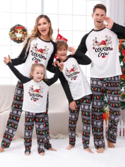 Family Christmas Pajamas Kid's Adult's Polyester Christmas Pattern Top Pants -Christmas Costumes Store 202211151119547988136