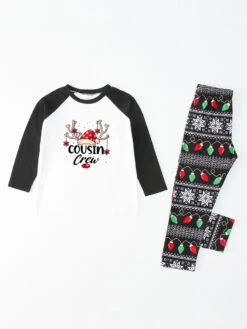 Family Christmas Pajamas Kid's Adult's Polyester Christmas Pattern Top Pants -Christmas Costumes Store 202211151119567892965