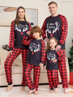 Christmas Matching Family Pajamas Adult's Kid's Polyester Christmas Pattern Pants Top