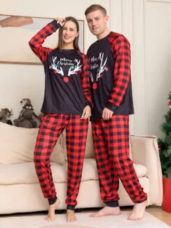 Christmas Matching Family Pajamas Adult's Kid's Polyester Christmas Pattern Pants Top -Christmas Costumes Store 202211151120020512948