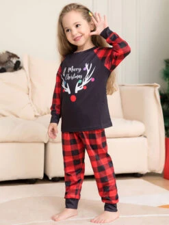 Christmas Matching Family Pajamas Adult's Kid's Polyester Christmas Pattern Pants Top -Christmas Costumes Store 202211151120027667486
