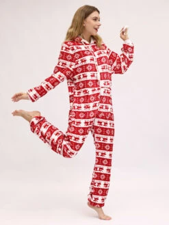 Family Christmas Pajamas Adult's Polyester Christmas Pattern Jumpsuit -Christmas Costumes Store 202211151149542031087