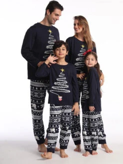 Matching Family Christmas Pajamas Kid's Adult's Polyester Christmas Pattern Top Pants -Christmas Costumes Store 202211151149596208361