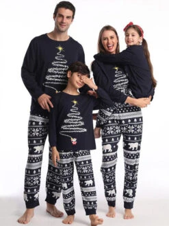 Matching Family Christmas Pajamas Kid's Adult's Polyester Christmas Pattern Top Pants -Christmas Costumes Store 202211151150007203670