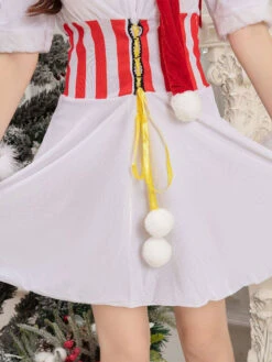 Women's Christmas Set White Hat Dress Gloves Polyester Christmas Holidays Costumes -Christmas Costumes Store 202211221420186039354