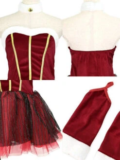 Women's Christmas Set Red Hat Dress Gloves Polyester Christmas Holidays Costumes -Christmas Costumes Store 202211221420215381608