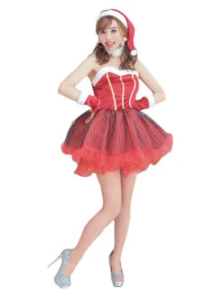 Women's Christmas Set Red Hat Dress Gloves Polyester Christmas Holidays Costumes