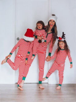 Matching Family Christmas Pajamas Toddler's Kid's Stripes Winter Warm Loungewear