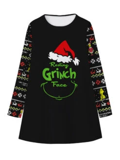 Shift Christmas Black Dress Polyester Christmas Holidays Costumes -Christmas Costumes Store 202211260106323846764