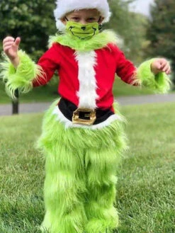 Unisex Christmas Set Green Top Pants Polyester Christmas Holidays Costumes