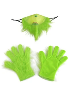 Unisex Christmas Set Light Green Mask Gloves Polyester Christmas Holidays Costumes