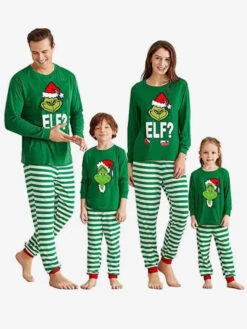 Christmas Matching Family Pajamas Toddler's Baby's Polyester Cotton Pants Top Sets